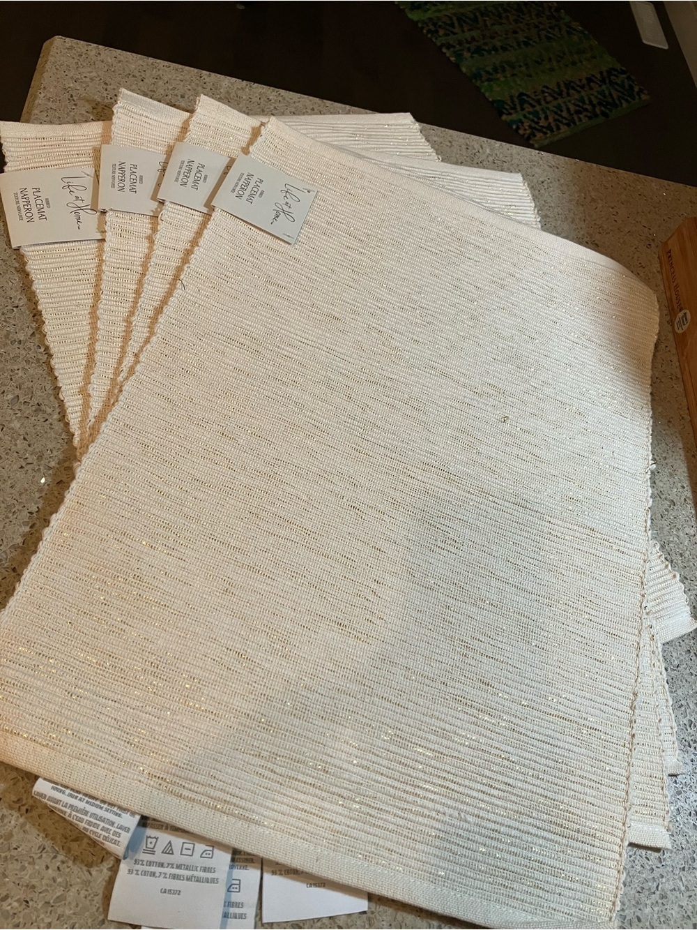 White Sparkle Cotton Table Placemats - Set of 4